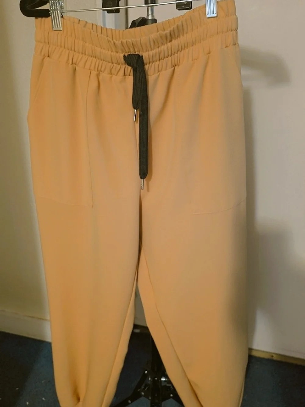 Zara Peach Elastic-Waist Jogger Pants with Contrast Drawstring